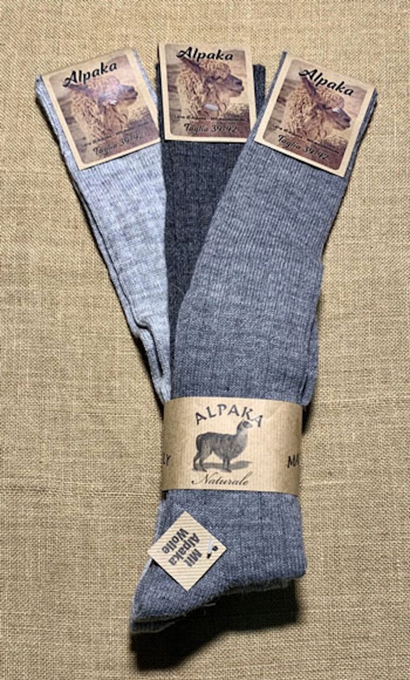 Calze Lana Alpaka Filo Fine Lunghe 3 Paia (Antracite/Grigio Medio/Grigio Chiaro)