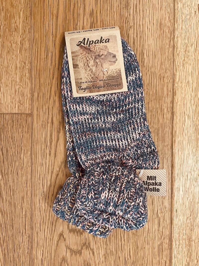 Calze Lana Alpaca Filo Grosso Donna (Blu/Rosa)