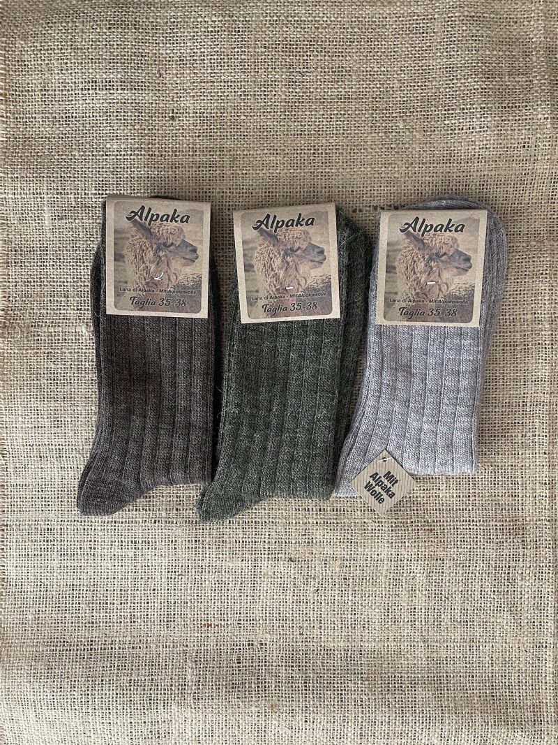 Calze Lana Alpaca Filo Fine Corte 3 Paia (Corda/Verde/Marrone)
