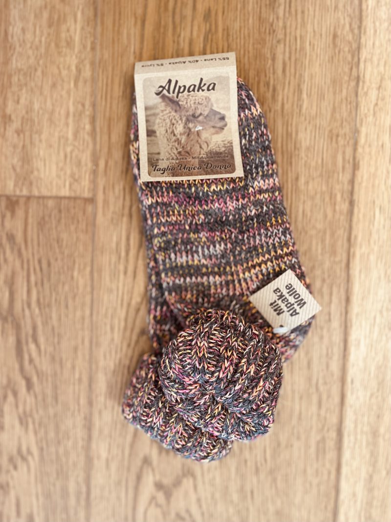 Calze Lana Alpaca Filo Grosso Donna (Marrone Arancione)
