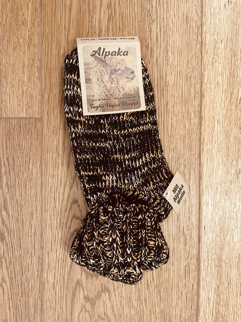 Calze Lana Alpaca Filo Grosso Donna (Nero/Arancione)