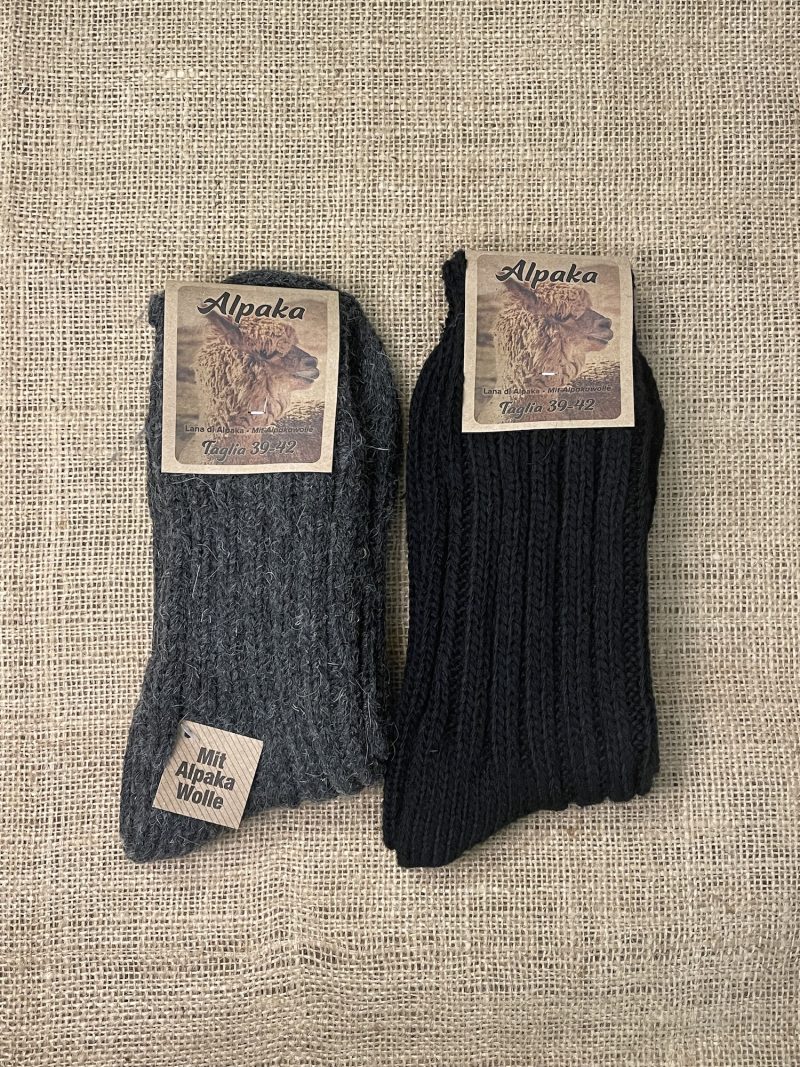 Calze Lana Alpaca Filo Grosso Corte 2 Paia (Antracite/Nero))